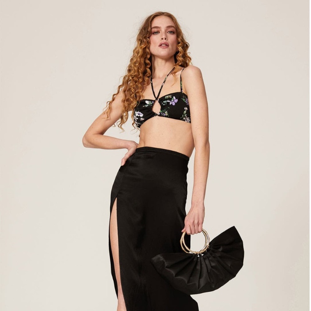 AFRM Black Floral Crop Tank Top